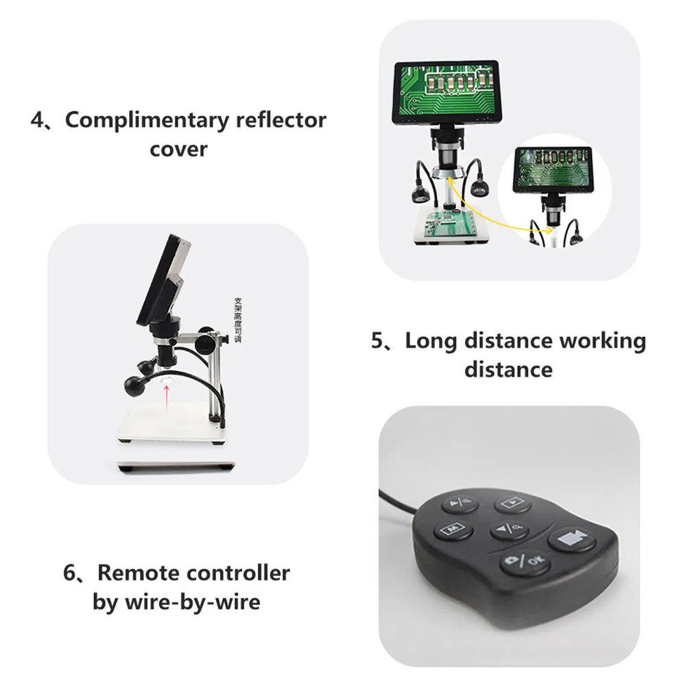 2020 Latest 12MP Dm9 HD 7 Inch Screen 1000X Digital Microscope Industrial Magnifier for iPhone iPad