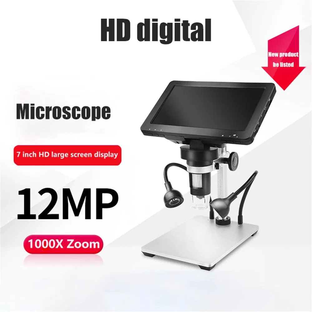 2020 Latest 12MP Dm9 HD 7 Inch Screen 1000X Digital Microscope Industrial Magnifier for iPhone iPad