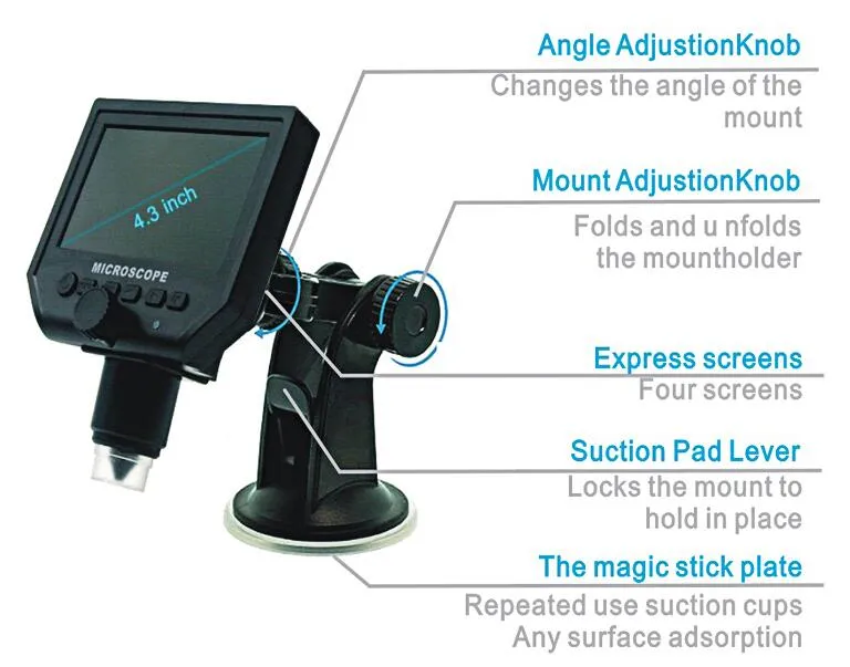 4.3 Inches 1-600X USB Digital Microscope for Industry Inspector Tools for Factory Avp028g600