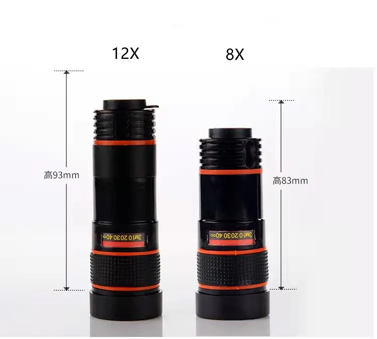 8X, 12xmobile Phone Telescope Outdoor Single Tube High Magnification High-Definition Zoom Camera Phone Lens Telescope