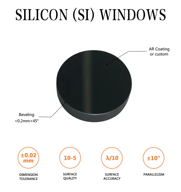 Diameter 50mm Infrared Glass Silicon Si Windows with Ar Coating for Sensor