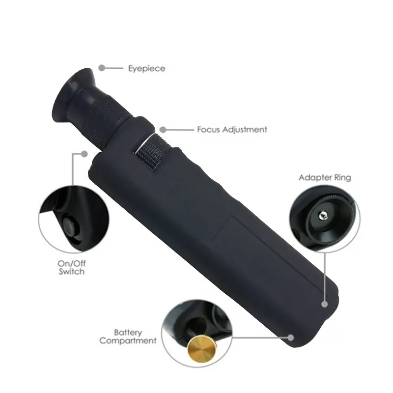 Handheld 400X Optic Fiber Inspection Microscope with 1.25mm and 2.5mm Adapter Portable Fiber Microscope
