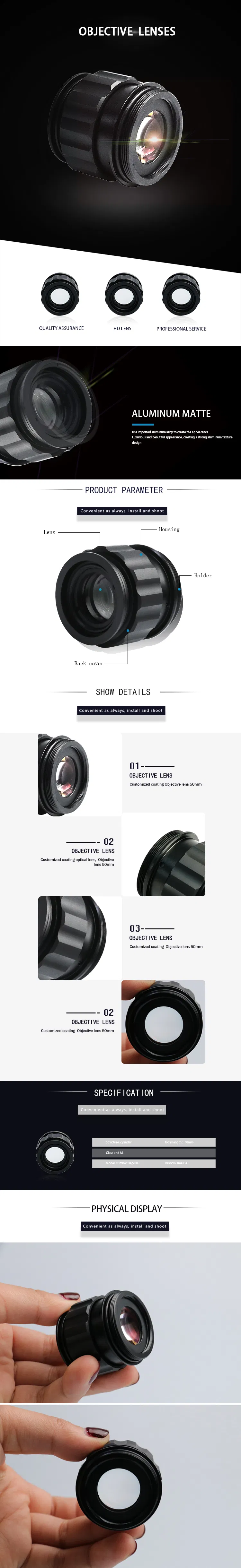 Manufacturer Laser Lens Collimator Collimating Optical Lens for Camera with Housing