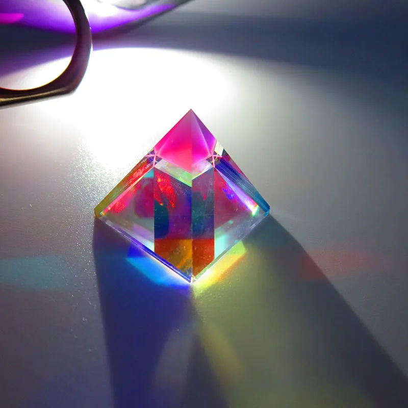 Pyramid Optical Prism Combiner Colorful Prism Bright Light K9 Glass Beam Splitter Optical Instruments