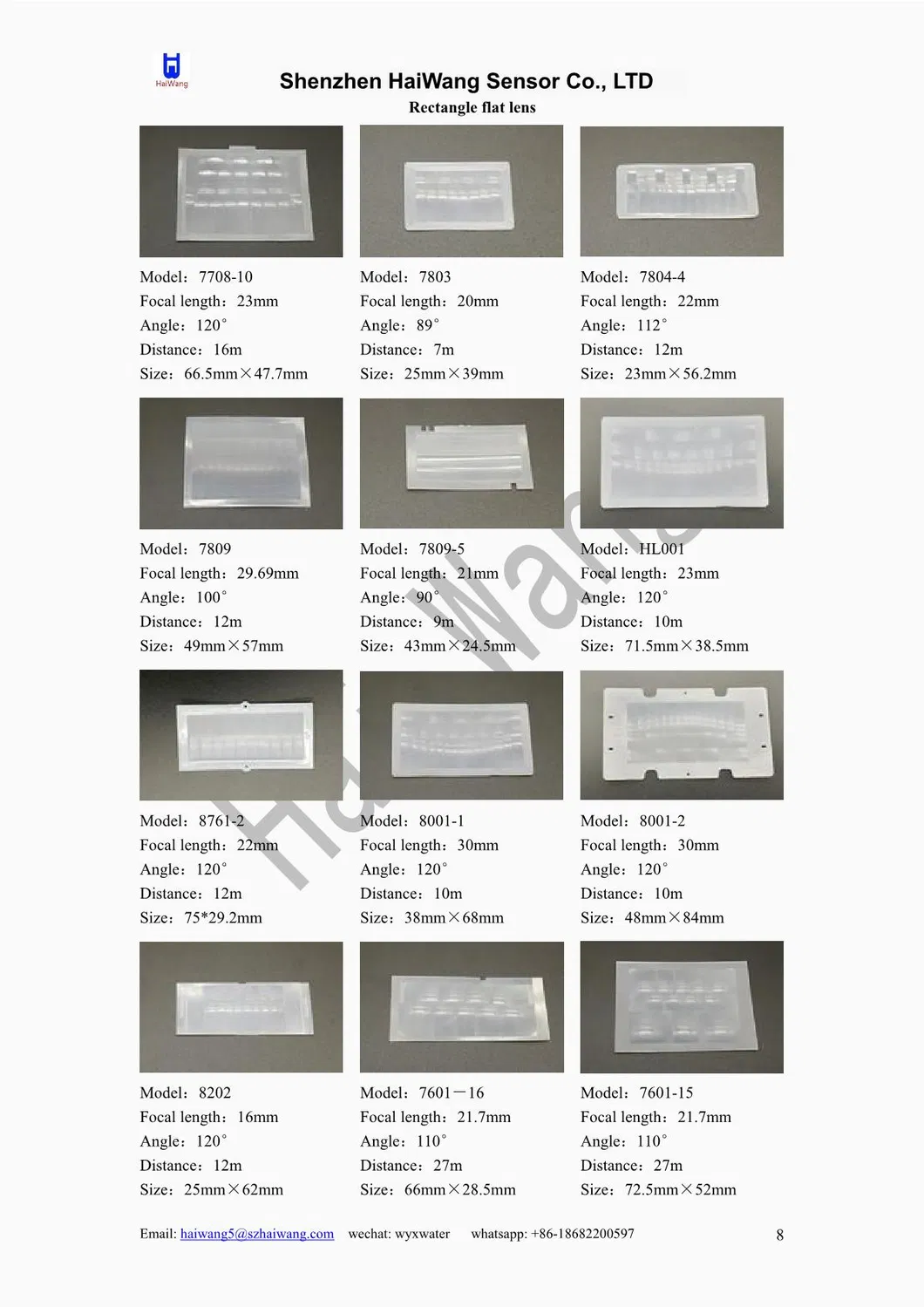 Pyroelectric Infrared Sensor Lens 8002-2b Fresnel PIR Lens for PIR Sensor and PIR Sensor Module