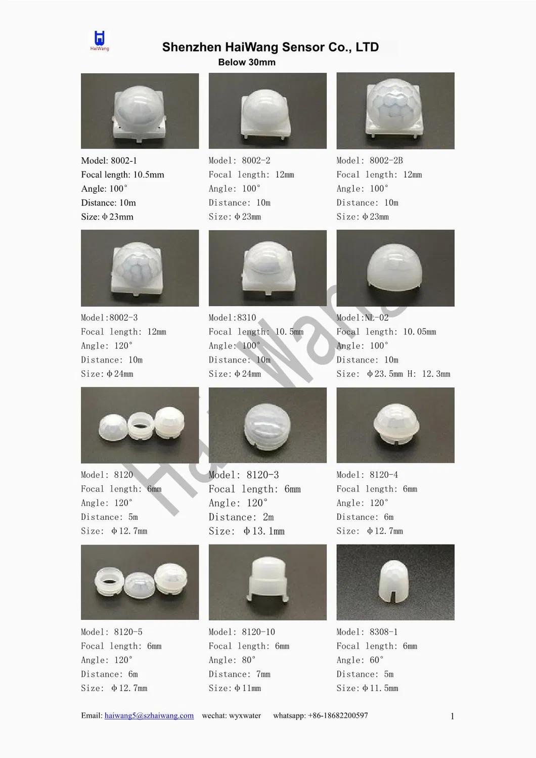 Pyroelectric Infrared Sensor Lens 8002-2b Fresnel PIR Lens for PIR Sensor and PIR Sensor Module
