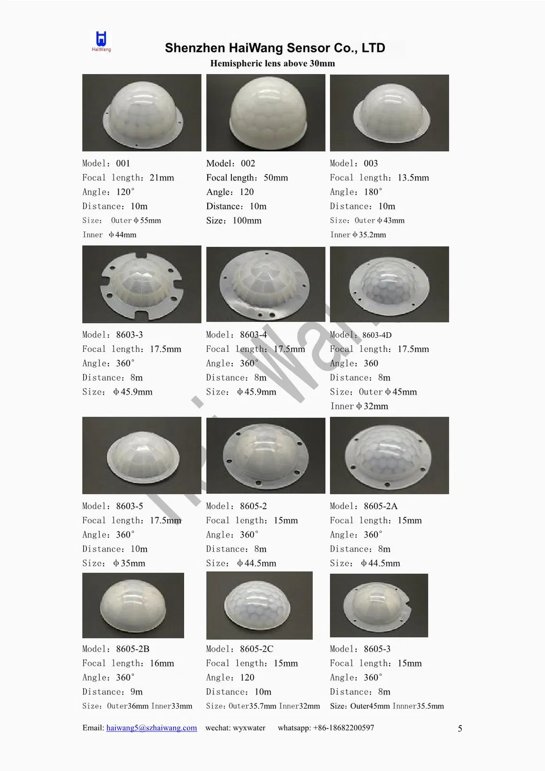 Pyroelectric Infrared Sensor Lens 8002-2b Fresnel PIR Lens for PIR Sensor and PIR Sensor Module