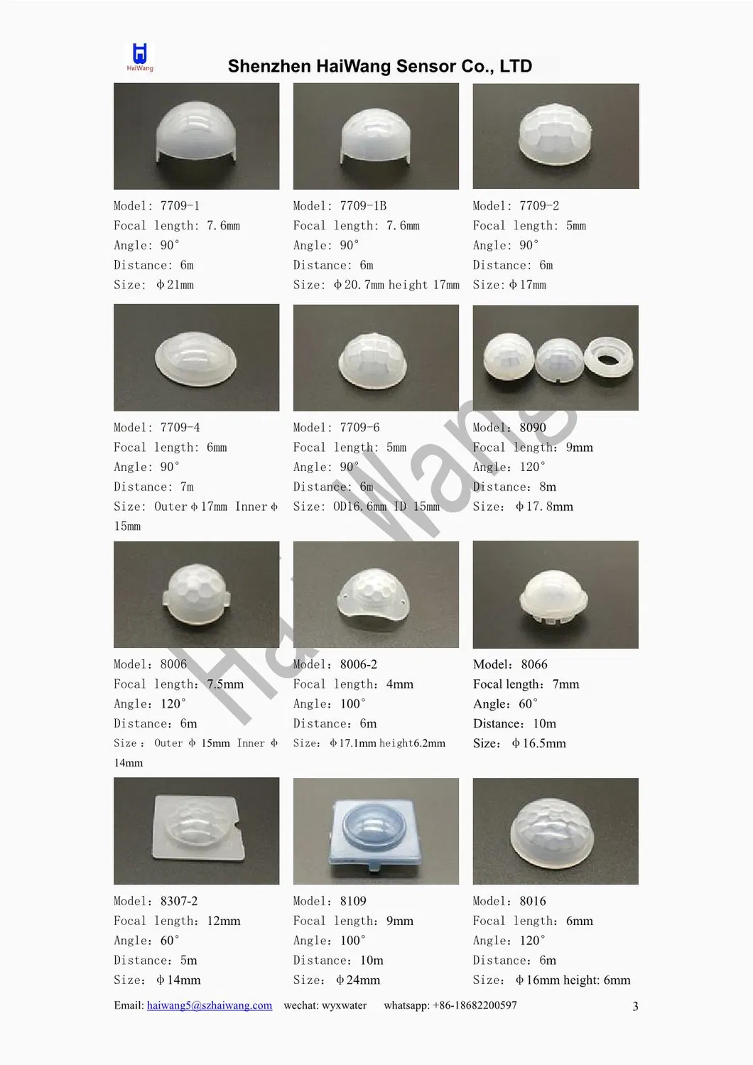 Pyroelectric Infrared Sensor Lens 8002-2b Fresnel PIR Lens for PIR Sensor and PIR Sensor Module