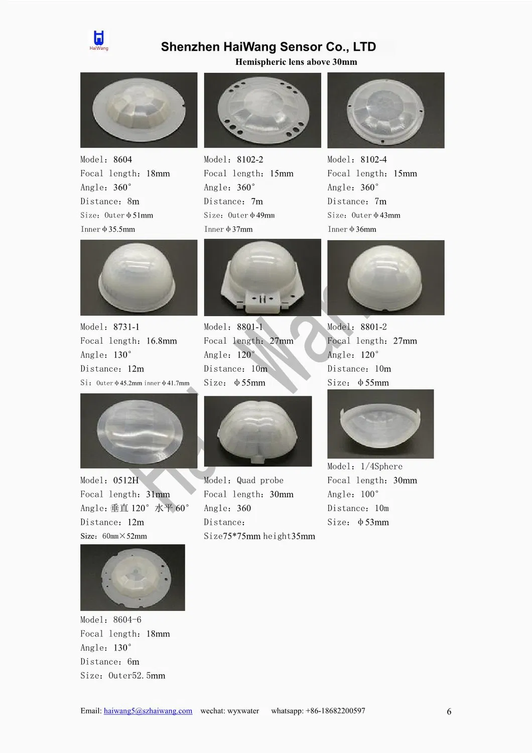 Pyroelectric Infrared Sensor Lens 8002-2b Fresnel PIR Lens for PIR Sensor and PIR Sensor Module