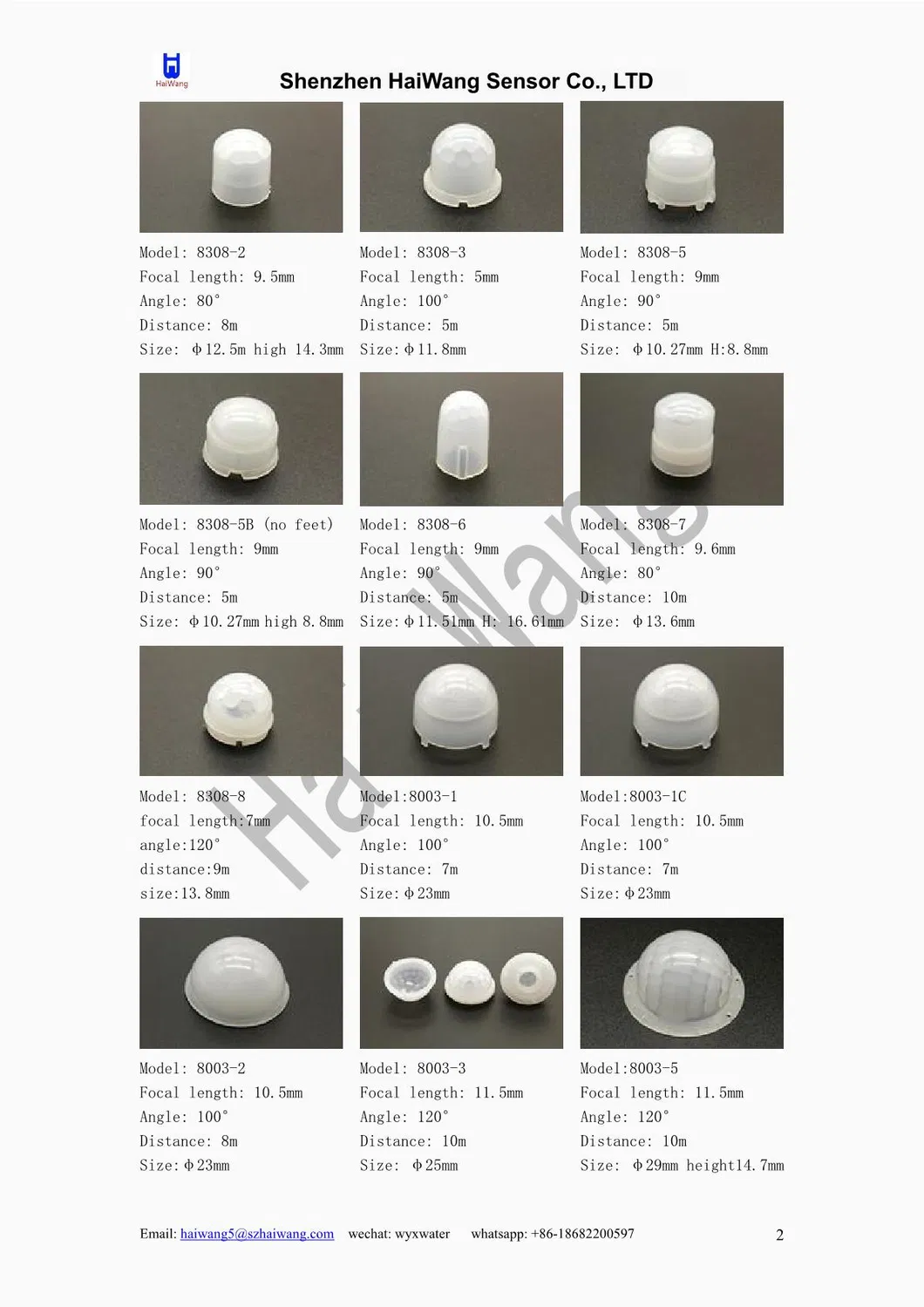 Pyroelectric Infrared Sensor Lens 8002-2b Fresnel PIR Lens for PIR Sensor and PIR Sensor Module