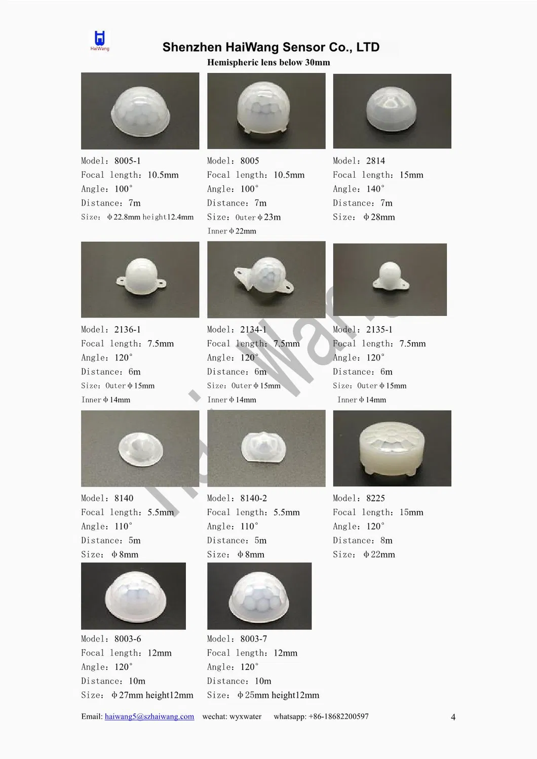 Pyroelectric Infrared Sensor Lens 8002-2b Fresnel PIR Lens for PIR Sensor and PIR Sensor Module