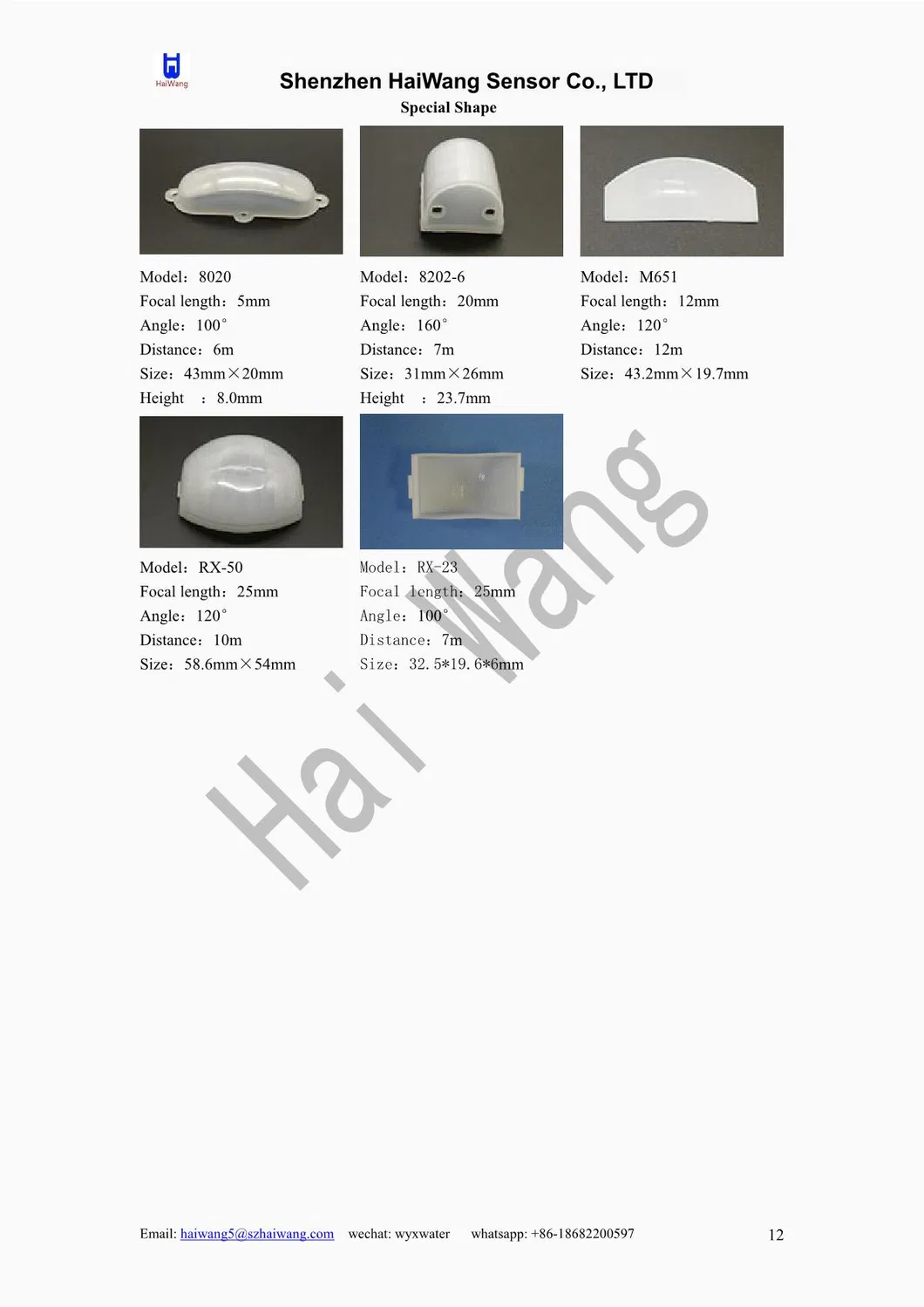 Pyroelectric Infrared Sensor Lens 8002-2b Fresnel PIR Lens for PIR Sensor and PIR Sensor Module