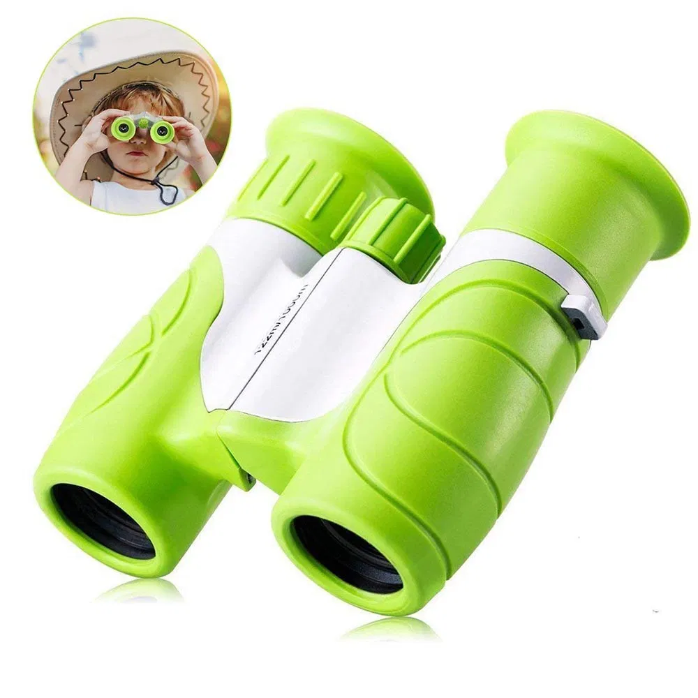 Shock Proof 8X21 Kids Educational Binoculars with High Resolution Real Optics for Bird Watching