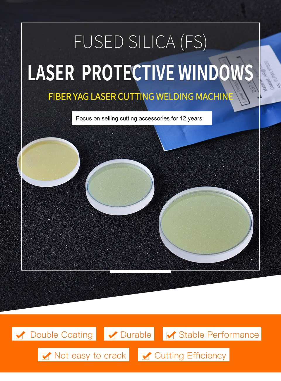 Startnow 37*7 Plus Laser Protective Windows 0-8kw Fs Quartz Optical Protection Window 1064nm 37X7 Ar Coating Fused Silica Lens